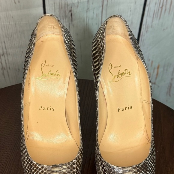 CHRISTIAN LOUBOUTIN Daffodile SnakeSkin Ayer’s women’s platform high heels 37.5 - Picture 8 of 16